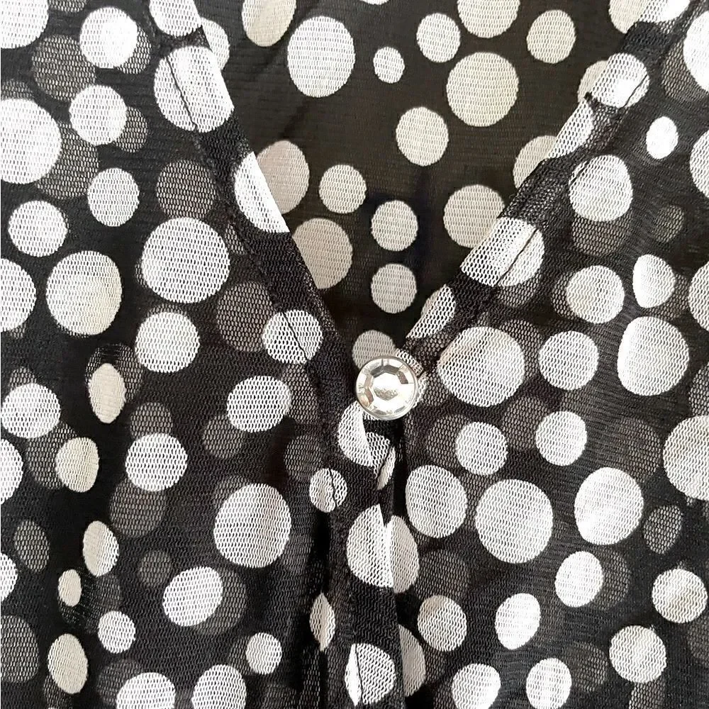 INC l Black ‘n White l Polka Dotted l Sheer Blouse l Long Sleeve l Sheer l 3X